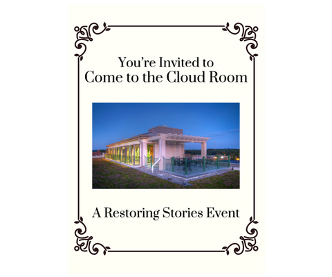 You're invited to come to the cloud room: a restoring stories event - photo of conference building with parking lot